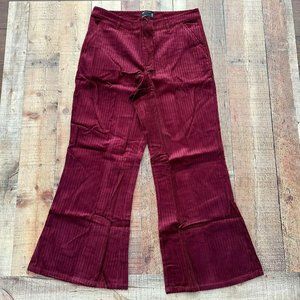 ASOS ultra wide flare courdoroy burgandy red men's 38x32